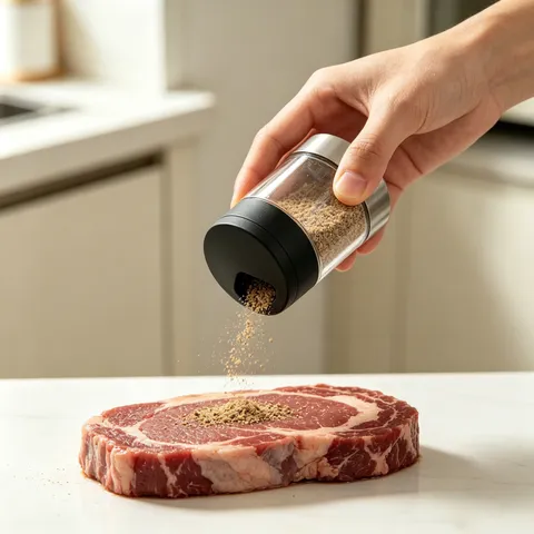 Kwantitatieve Glazen Kruidenpot Met Verstelbaar Deksel Roestvrij Staal Zout Peper Strooier Keuken Opslag Fles