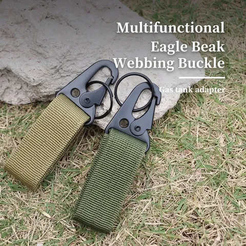 Tactical Eagle Beak Keychain Hook Multifunctional Polyester Webbing Belt Buckle Heavy Duty Outdoor Carabiner For Camping Hiking Men Gear