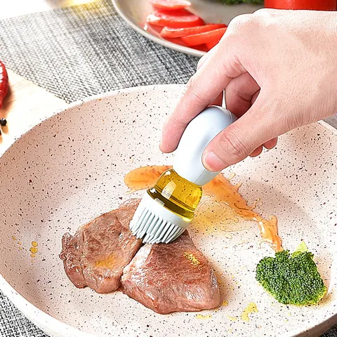 Pennello per Olio in Silicone a Forma di Cactus Con Bottiglia Dosatrice in Vetro Resistente al Calore per Cucina Forno BBQ