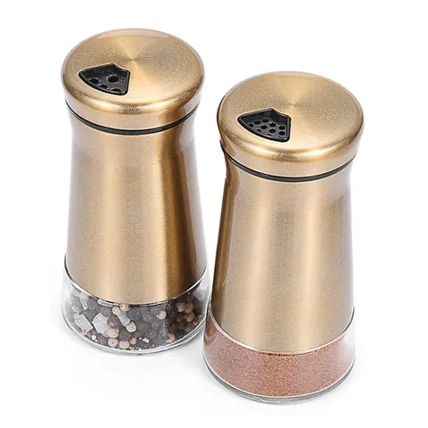 Moderne Gold Edelstahl Salz Und Pfefferstreuer Glasboden Verstellbare Ausgusslöcher Für Küche Und Esszimmer