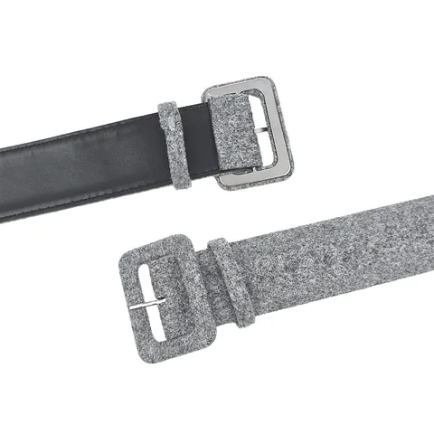 Women Minimalist Fashion Woolen PU Leather Belt With Alloy Pin Buckle Decorative Waistband For Sweater Coat Jacket