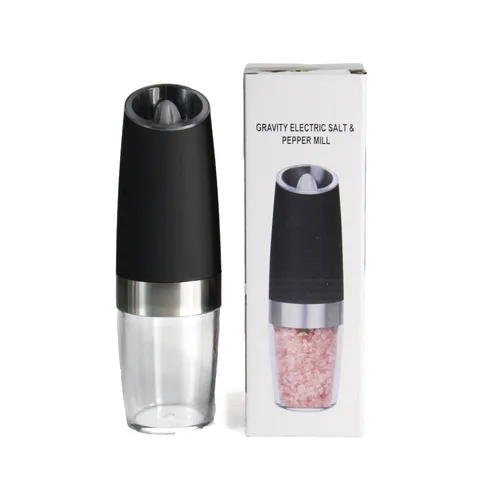 Macina Sale E Pepe Elettrico a Gravità Macina Spezie Automatico Con Luce LED Grana Regolabile Acciaio Inossidabile ABS Accessori Cucina