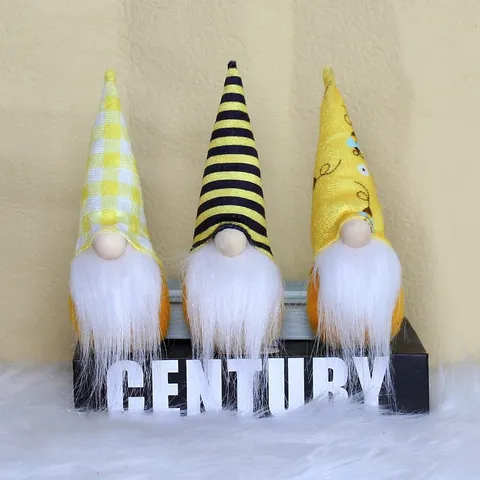 Bee Festival Gnomes Plush Honey Bee Gonk Striped Hat Sunflower Swedish Elf Figurine Home Birthday Party Desktop Ornament