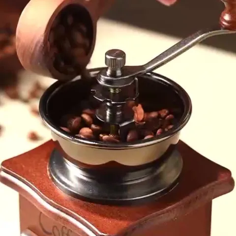 Molinillo de Café Manual de Madera Maciza Vintage Molino de Granos de Café a Manivela Con Núcleo de Cerámica Ajustable Retro