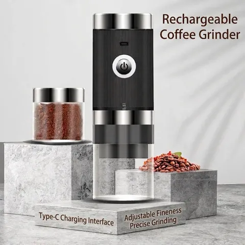 Portable Electric Coffee Grinder USB Type-C Rechargeable Adjustable Ceramic Core Automatic Coffee Bean Mill For Home Travel Office