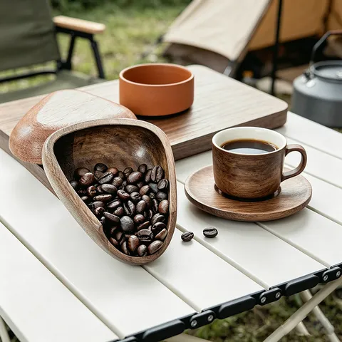Bandeja Dosificadora de Granos de Café de Madera Nogal Sapeli Accesorio de Báscula de Café Taza Bol Cocina Café Barista Herramientas