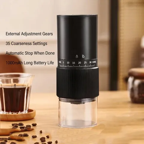 Portable Electric Coffee Grinder USB Rechargeable Burr Mill With 30 Adjustable Settings For Home Office Travel Espresso Grinding