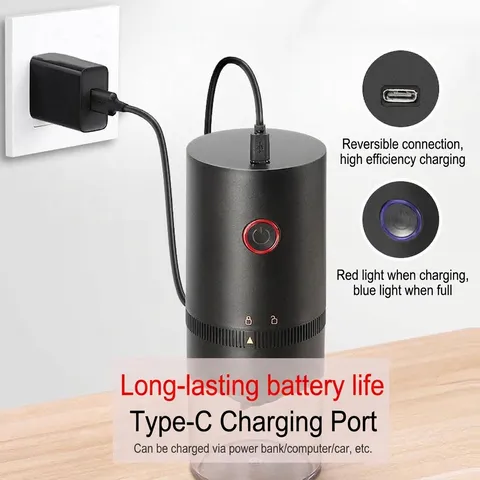 Portable Electric Coffee Grinder USB Rechargeable Automatic Burr Mill Ceramic Grinding Core Adjustable Coarseness For Office Travel