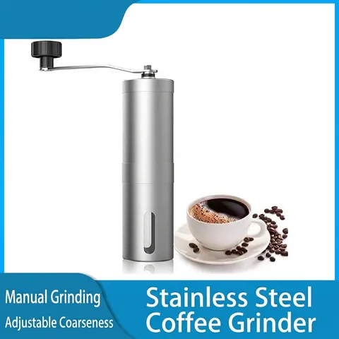 Molinillo de Café Manual de Acero Inoxidable Portátil de Manivela Con Muela de Cerámica Ajustable para Espresso Café de Goteo Hogar Oficina Viaje