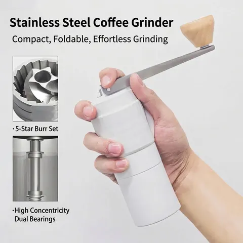 Outdoor Portable Moka Coffee Pot Set With Manual Grinder Stainless Steel Cup Folding Stove Iron Storage Box Camping Coffeeware Gift Set