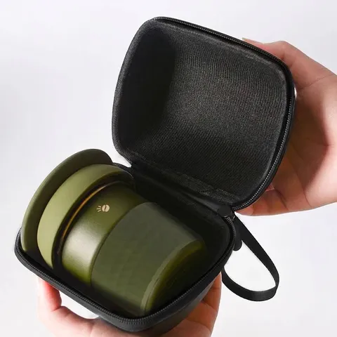 Portable Pour Over Coffee Kit With Silicone Folding Dripper Stainless Steel Cup Outdoor Camping Travel Coffee Brewer Bag