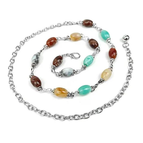 Cinturón de Cadena de Cintura con Cuentas Bohemias para Mujer Cadena de Cuerpo de Metal Fina Ajustable Accesorio para Vestido de Playa