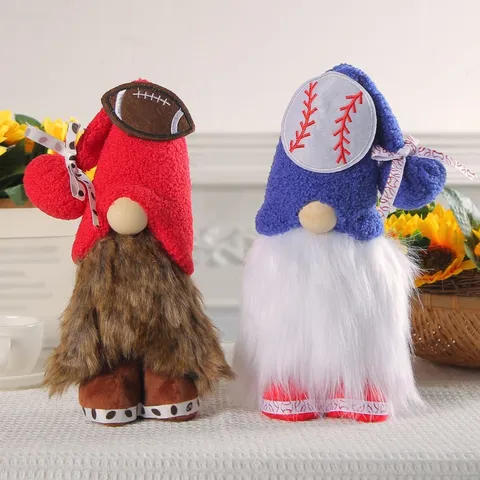 Sports Themed Faceless Gnome Plush Doll Polyester Baseball Rugby Design Handmade Gnomes Home Table Decor For Sports Fans Gift