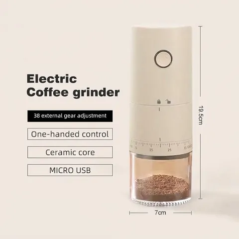 Portable Electric Coffee Grinder USB Rechargeable Bean Grinder With Adjustable Settings Ceramic Burr Grinder For Home Office Travel