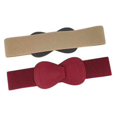 Women Elastic Waist Belt Wide Corset Belt Interlocking Buckle PU Leather Cinch Belt For Dresses Down Jackets Coats Accessories