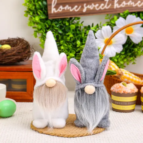 Easter Gnome Bunny Rabbit Plush Decor Handmade Swedish Tomte Faceless Doll Ornaments For Spring Party Home Decoration Gift