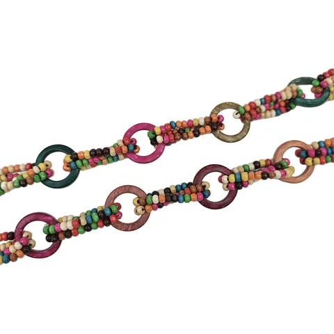 Vintage Y2K Boho Woven Bead Waist Rope Belt For Women Ethnic Colorful Beaded Waist Chain Dress Decoration Accessories Adjustable Waist Belt