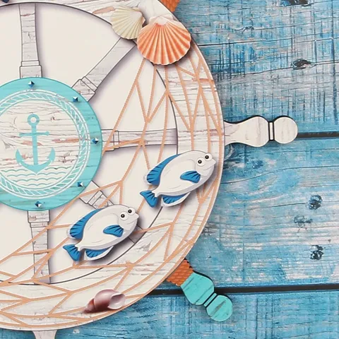 Wooden Surfboard Steering Wheel Wall Hanging Mediterranean Nautical Decorative Sign Home Decor Beach Theme Wooden Wall Art