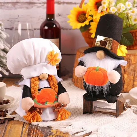 Thanksgiving Gnome Plush Decoration Faceless Doll Pumpkin Turkey Chef Hat Autumn Harvest Festival Home Decor Ornament