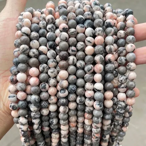 Natural Zebra Jasper Stone Round Loose Beads For DIY Bracelet Necklace Jewelry Making Gemstone Craft Accessories