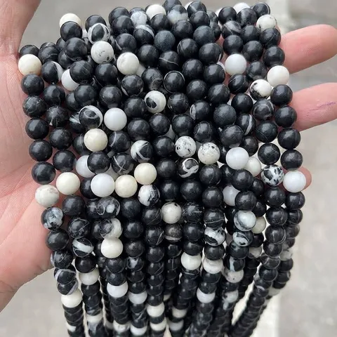 Natural Zebra Jasper Round Beads Loose Beads Semi Finished For DIY Bracelet Necklace Jewelry Making Accessory Natural Stone Beads