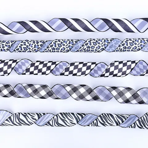 Nastro in Tessuto a Righe Bianco e Nero Con Stampa Zebra Rombo per Scatola Regalo Torta Decorazione Fai da Te