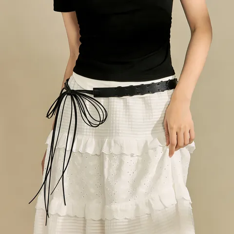Cintura Intrecciata da Donna in Pelle Sintetica con Fibbia in Lega e Nappe Corda in Vita per Abiti Vacanza Mare Accessorio