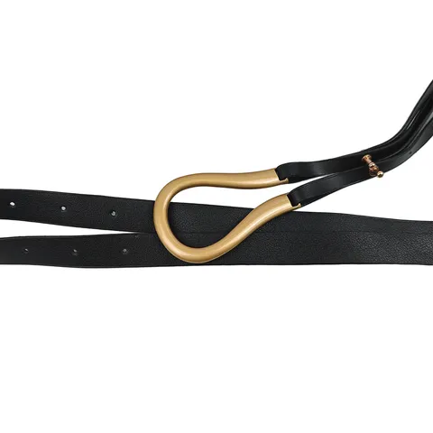 Women Horseshoe Buckle Belt PU Leather Street Fashion Adjustable Waist Strap Gold Buckle For Dresses Girdle Decor