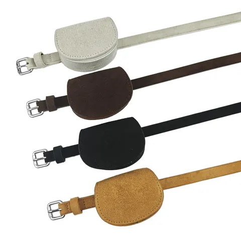 Women Suede Mini Belt Pouch Fashion Matte Polyurethane Leather Waist Bag Adjustable Alloy Pin Buckle Decorative Waistband For Dresses