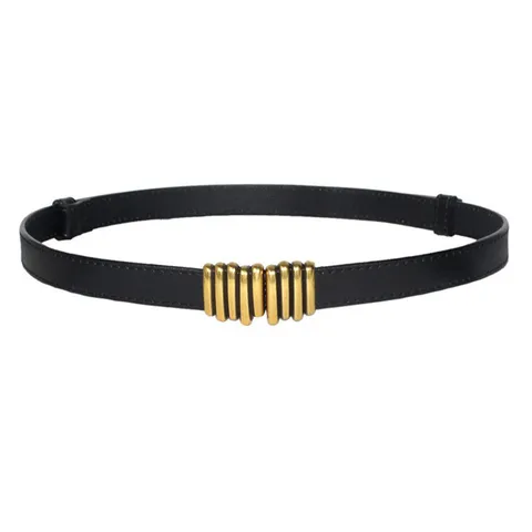 Verstelbare Dames PU-Leren Dunne Riem Mode Veelzijdig Voor Jurk Pak Taille Decoratieve Skinny Riem Met Gouden Gesp