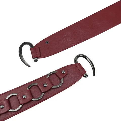 American Street Punk Wide Belt For Women PU Leather With Metal Rings And Rivets Decorative Waist Cinch Belt Personalized Accessory
