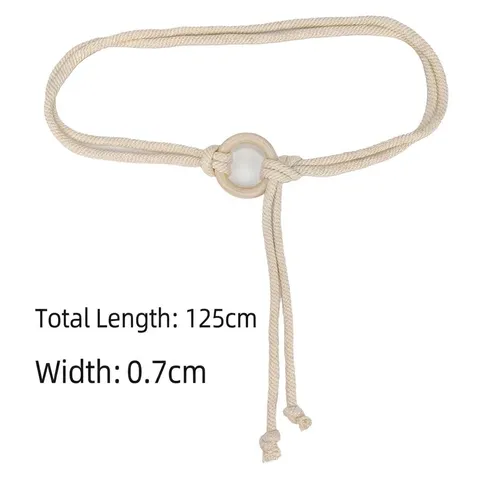 Cinturón de Cuerda de Cintura Tejida Bohemia para Mujer Mezcla de Algodón Trenzada a Mano Con Anillo de Madera Borla para Vestidos