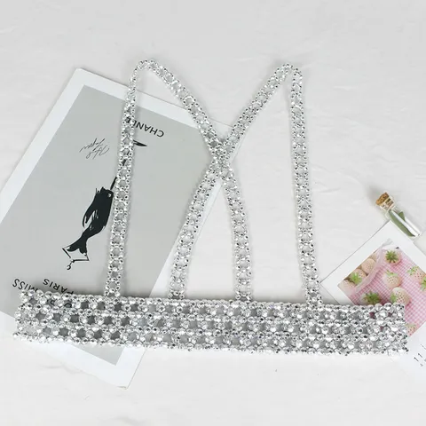 Women Fashion Artificial Pearl Beaded Corset Belt Silver Beaded Body Chain Vest Style Suspenders Belt For Shirt Dress Decoration