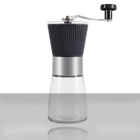Molinillo de Café Manual de Acero Inoxidable 304 Molino de Manivela Con Muela de Cerámica Recipiente de Vidrio Transparente