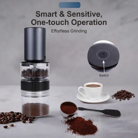 Macinacaffè Elettrico Portatile Macchina per Espresso con Lama in Acciaio Inossidabile Regolabile per Casa Ufficio Viaggio Chicchi di Caffè