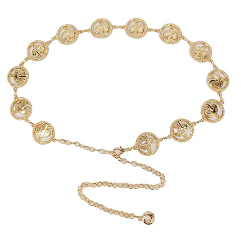 Y2K Vintage Mushroom Metal Waist Chain Belt Pour Femmes Réglable Alliage Or Argent Chaîne Lien Belt Pour Jeans Jupe Accessoires