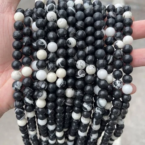 Natural Zebra Jasper Round Beads Loose Beads Semi Finished For DIY Bracelet Necklace Jewelry Making Accessory Natural Stone Beads