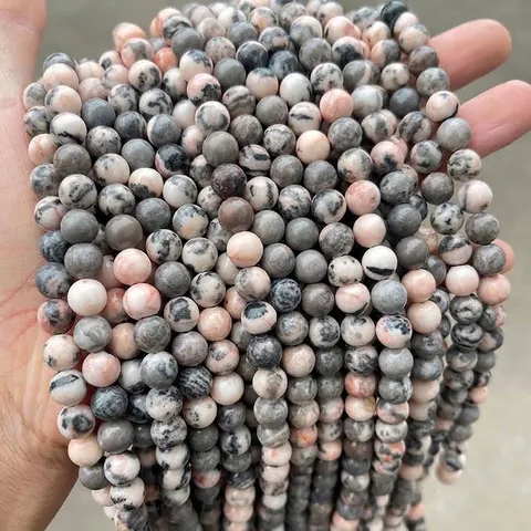 Natural Zebra Jasper Stone Round Loose Beads For DIY Bracelet Necklace Jewelry Making Gemstone Craft Accessories