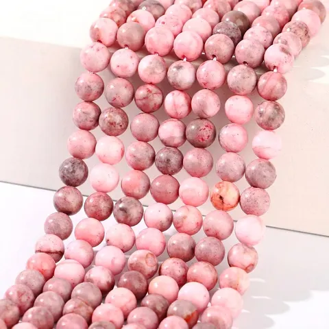 Natuurlijke Roze Zebra Jaspis Ronde Losse Kralen Voor DIY Sieraden Maken Gladde Natuursteen Kralen Voor Armband Ketting Handgemaakte Accessoires