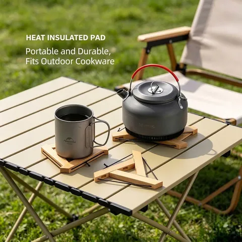 Outdoor Camping Solid Wood Heat Resistant Square Coaster Portable Foldable Black Walnut Pot Mat Picnic Kitchen Decor