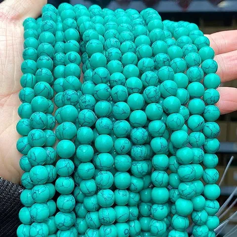 Synthetic Turquoise Round Loose Beads Stone Grain Strand For DIY Jewelry Making Necklaces Bracelets Handcrafted Beads Accessories