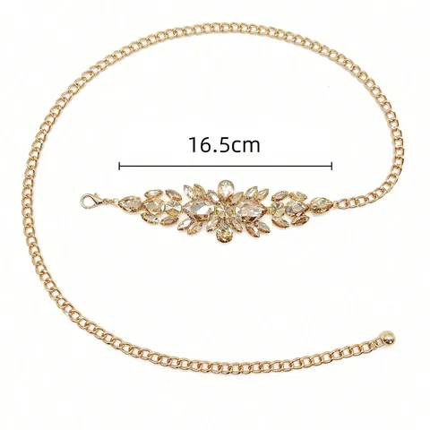 Women Rhinestone Waist Chain Metal Link Belt For Dress Evening Party Sparkly Adjustable Waist Jewelry Accessories