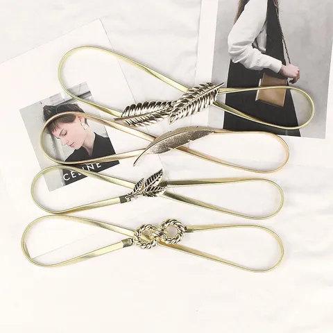 Elegant Gold Metal Elastic Chain Belt For Women Rhinestone Artificial Pearl Inlaid Waist Chain Versatile Dress Accessory