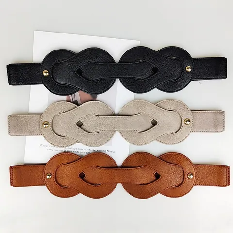 Women Punk Rivet Elastic Cinch Belt Wide Waistband For Dress Coat Suit Gold Silver Alloy Buckle PU Leather Stretchy Accessories