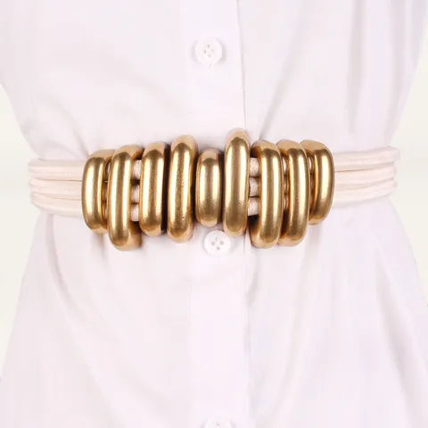 Retro Caterpillar Metal Buckle Elastic Waist Cinch Belt For Women High Stretch Fashion Waistband For Dress Coat Accessory