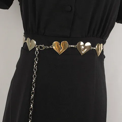 Catena da Vita in Metallo a Forma di Cuore da Donna Cintura Regolabile in Lega a Maglie di Cuore Accessorio per Abito