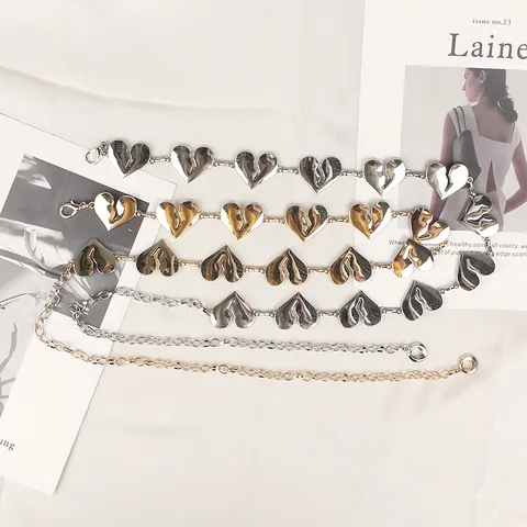 Catena da Vita in Metallo a Forma di Cuore da Donna Cintura Regolabile in Lega a Maglie di Cuore Accessorio per Abito
