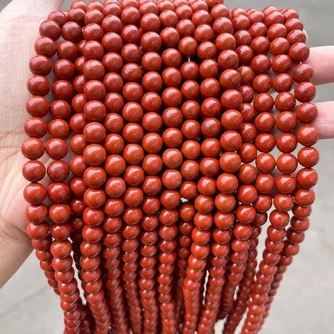 Cuentas Redondas de Jaspe Rojo Natural para Pulseras Collares Bricolaje Fabricación de Joyas Artesanales