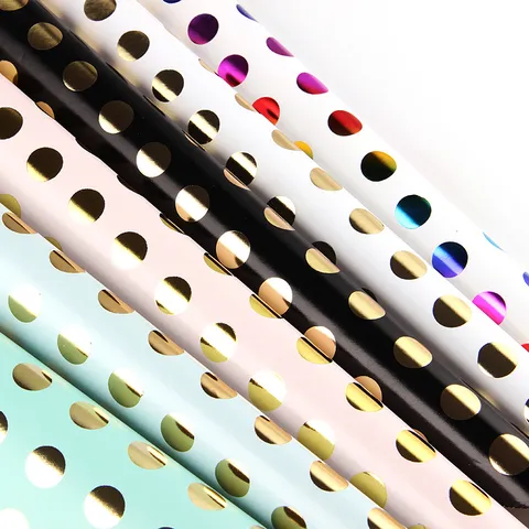 Minimalist Hot Stamping Polka Dot Gift Wrapping Paper Metallic Gold Copperplate Paper Book Cover For Valentine Birthday Party