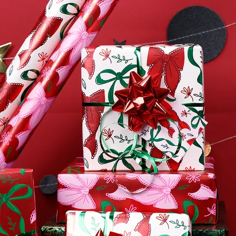 Papel De Regalo Navidad Metalizado Aluminizado Estampado Copos De Nieve Y Lazos Para San Valentín Cumpleaños Decoración De Fiesta